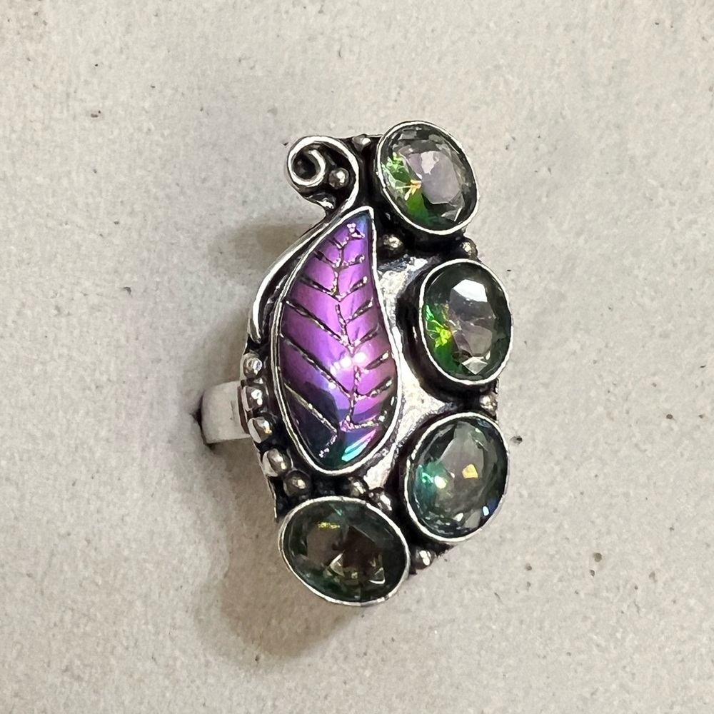 Boho style natural gemstone ring
